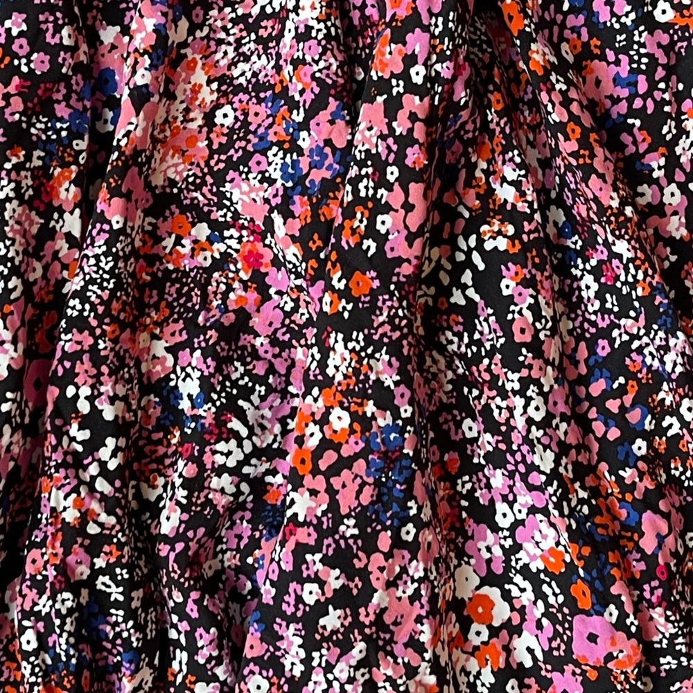 Maje Avianah Floral Asymmetrical Midi Dress Size 38 Black Pink Handkerchief - Picture 6 of 15
